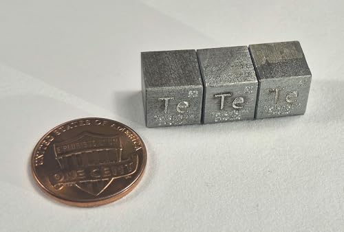 Image of 0.39 inch 10mm Tellurium Metal Cube Te up to 99.99% Pure Periodic Table Element Engraved Density Collection Science Education Display Block Cube + Acrylic Case Box - 1PC