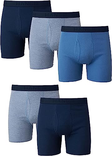 Hanes Ultimate Men's Tagless Boxer Briefs 5-Pack - Blue Assorted, XX-Large