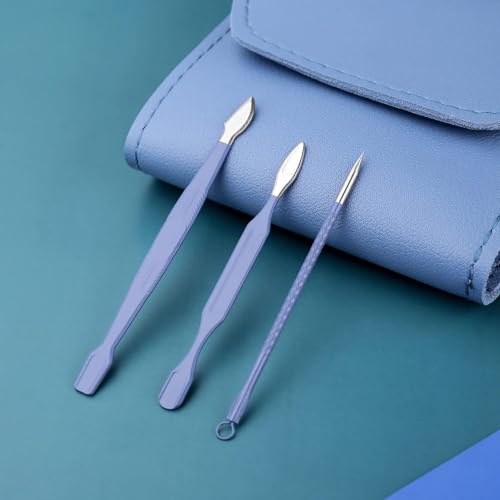 Image of WEZOSHINET 16-in-1 Stainless Steel Manicure & Pedicure Kit - Complete Nail Grooming Set with Clippers, Cuticle Trimmer & Travel Case - Professional Nail Care for Men & Women (Blue)