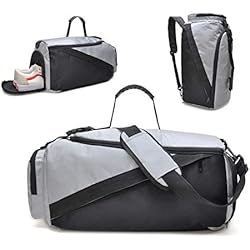 tuokener Mochila Mujer de Deporte Bolsa Gimnasio Mochilas para La Playa Gym Bolsas Impermeable Nylon (Gris)