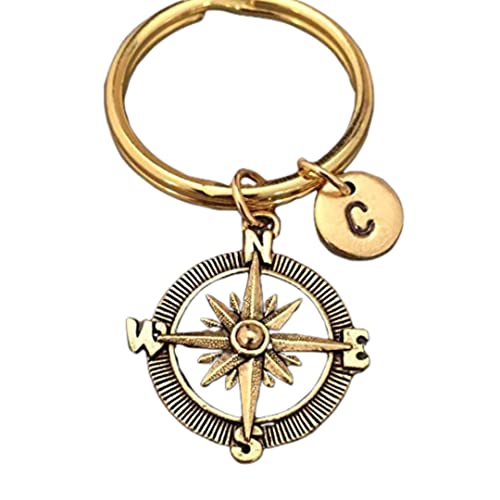 Compass keychain, compass charm, direction keychain