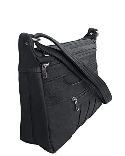 Leather Concealed Carry Crossbody Purse - YKK Locking CCW Ambidextrous Gun Bag Roma 70824