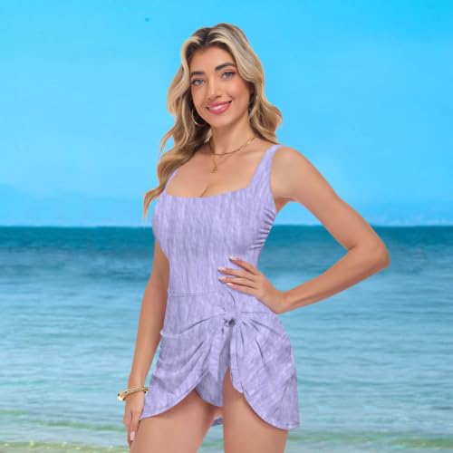 Robe de bain taille haute avec soutien confortable violet - 7