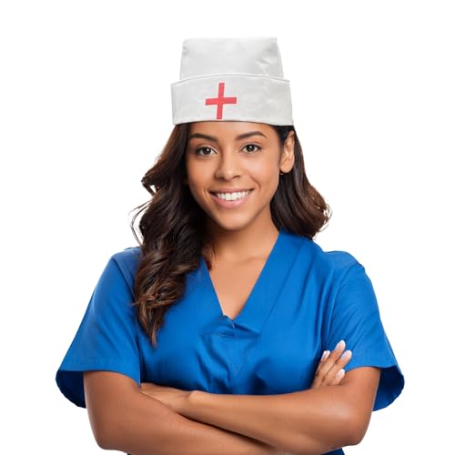 Nurse Hat | Nurse Costume Hat | Vintage Nurses Hats | White Nurses Cap | Old Fashioned Hospital Uniform Caps | Nursing Cap | Nursing Costume Accessories | White | One Size | Unisex