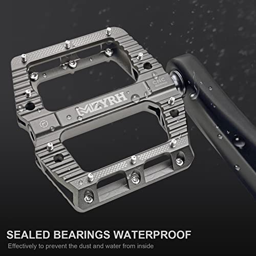 Mzyrh Road/Mountain Bike Pedals Mtb Pedals Bicycle Flat Pedals 3 Bearings 9/16” Aluminum Alloy Bicycle Platform Pedals For Bmx Mtb (Ti) #TOP4