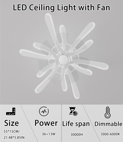 Ventilateur de plafond avec éclairage LED dimmable et télécommande - 6