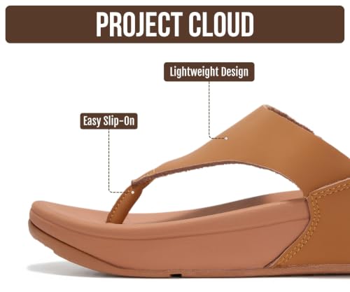 Image of Project Cloud Genuine Leather Women's Sandals - Thong Flip Flops with Plush Soft Insole, Arch Support & Non Slip Outsole - Comfortable Beach & Summer Slides