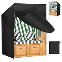 OFFCUP Strandkorb Schutzhülle 210d Oxford Strandkorbhülle mit Belüftungsöffnungen Strandkorb Abdeckung mit Kordelzug, Wasserdicht Wetterfest Winddicht und UV-Beständig Schwerlast(135x105x175/140cm)