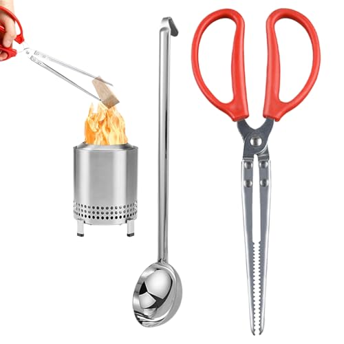 Weqizuerqi Tenazas Para Chimenea - Pala De Carbón Para Fogata Con Mango Largo | Agarrador De Fuego - Para Uso En Cocina Barbacoa Interior Pizza Playa Y Servicio
