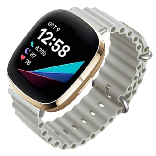 Image of YODI Watch Band Compatible with Fitbit Versa 4 / Fit bit Versa 3 / Fitbit Sense /Sense 2 Band, Soft Replacement Silicone Wristband for Women Flexible Waterproof Sport Watch Strap for Men Large