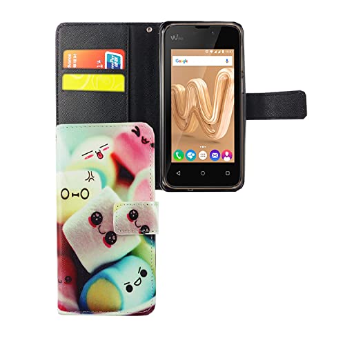 König Design Étui de protection pour téléphone portable Wiko Lenny 3 Max - En cuir synthétique - Avec compartiments pour cartes - Avec fonction support - Jaune - Marshmallows