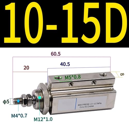 Vérin pneumatique à piston double effet CJP2B mini-cylindre CDJP2B10-15D