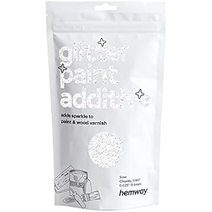Herway Crystal Diamond White Glitter Paint Additive Chunky 1/40 “0.6mm voor Emulsion Water Based Paints – Interior & Exterior Muur, Plafond, Hout, Vernis, Matt, Gloss, Satijn, Zijde – 100 g / 3.5oz