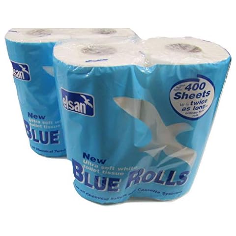 Elsan Blue Soft Toilet Roll 4 Pack X2 (Dissolvable Strong 2 Ply Bathroom Tissue Paper) Cover