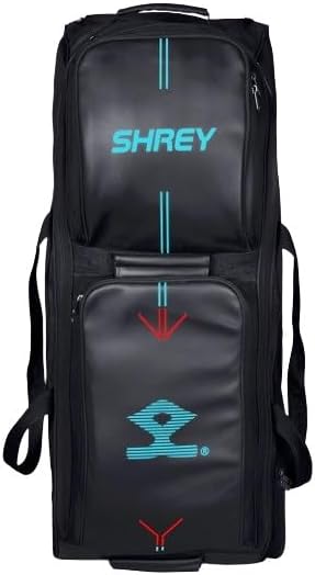 Shrey Meta 120 Wheelie Cricket Bag – Black | 121L Capacity | 3 Bat Pockets | Shoe & Helmet Sections