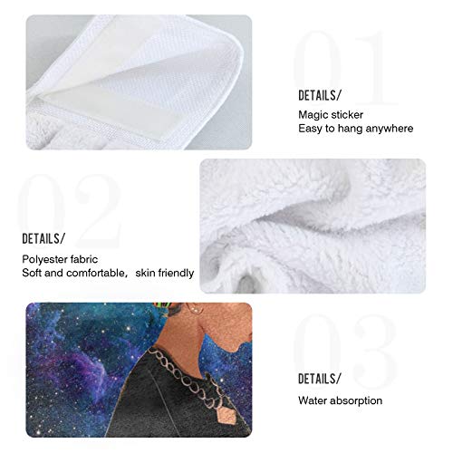 Black African Woman Kitchen Hanging Towel 12 X 17 Inch American Lady Galaxy Hand Bath Towels Tie Dry Towels Set 2 Pcs Tea Bar Dish Cloths Towel Soft Absorbent Durable For Bathroom Laundry Room Decor #TOP2