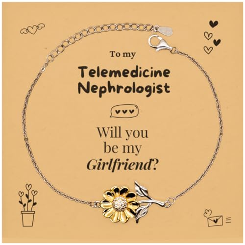 Telemedicine Nephrologist Gift, Couple, Lover proposal card for her, I Love You for Valentine, Wedding, Marriage, Anniversaries, cute sunflower Bracelet | Be my Girlfriend