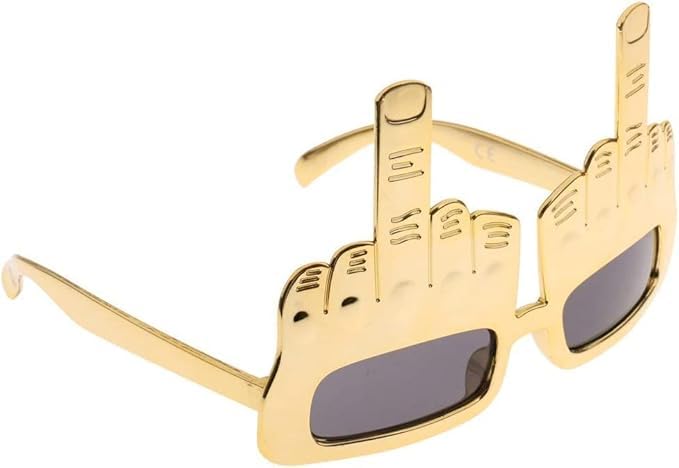 Gold Tricky Middle Finger Sunglasses - Image 2