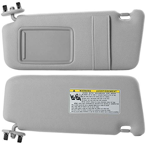 Anumit Sun Visor for Toyota Camry, Left Driver Side Windshield Sun Visor Mirror Assembly Replacement Part fits 2007 2008 2009 2010 2011 Toyota Camry and Camry Hybrid Without Sunroof and Light, Gray