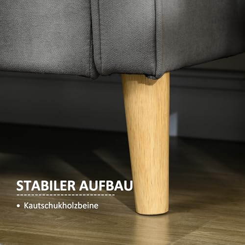 HOMCOM 3 Sitzer Sofa, Couch mit Stauraum, Holzbeine, Gepolsterter Polstersofa mit Samtoptik für Wohnzimmer, Schlafzimmer, 166,5 x 62 x 82 cm, Grau – Bild 6