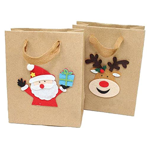 2 Geschenktüten mit Weihnachtsmotiven aus Kraftpapier - Geschenktaschen - Geschenkverpackung Weihnachten - Merry Christmas