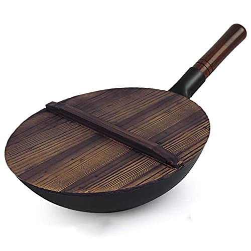 Wok de Hierro Fundido con Tapa de Madera 34cm