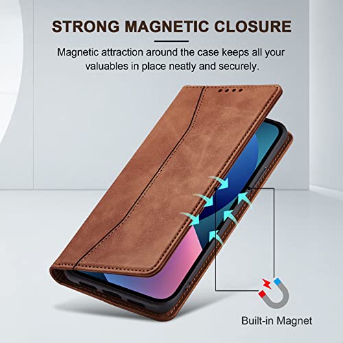 Image of Jasonyu Flip Wallet Case for iPhone 13,Brown