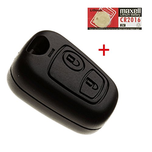 Coque de clé de voiture plip sans lame et sans vis pour Citroen Xsara Picasso, Berlingo, Saxo et Peugeot Partner avec Pile Maxell CR2016