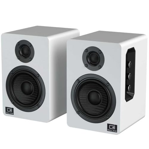 IBALL·BOX Harmony H2 - Altavoces de escritorio de alta fidelidad de 60 W, woofer de fibra de carbono y tweeter de cúpula de seda, Bluetooth/USB-C/óptico/AUX (par) (blanco)