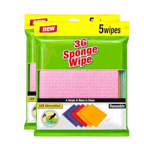 Image of Cleaning Sponge for Kitchen and Home, 22cm x 20cm x 0.5 cm, Pack of 10