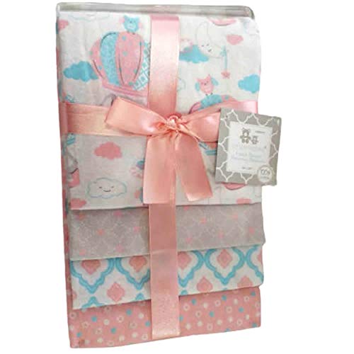 Cribmates 4-Pack Flannel Receiving Blankets - Clouds