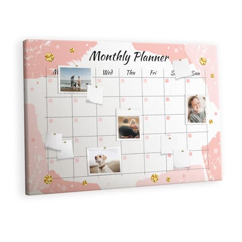 Tableau mural liège horizontal 120x80 cm avec planning mensuel pour bureau