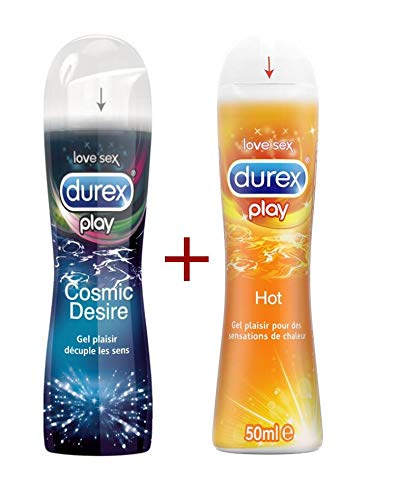 Durex Gels Lubrifiants - Gel Cosmic Desire Effet Chatouillement 50ml et Gel Hot Effet Chauffant 50ml