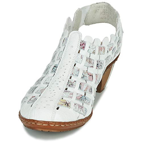 Image of Rieker 46778 Sina Women's Heels - Sling-Backs, Leather Upper, Hand-Woven Design, Anti-Stress Comfort, Flexible Sole, Secure Fit, and Timeless Everyday Style