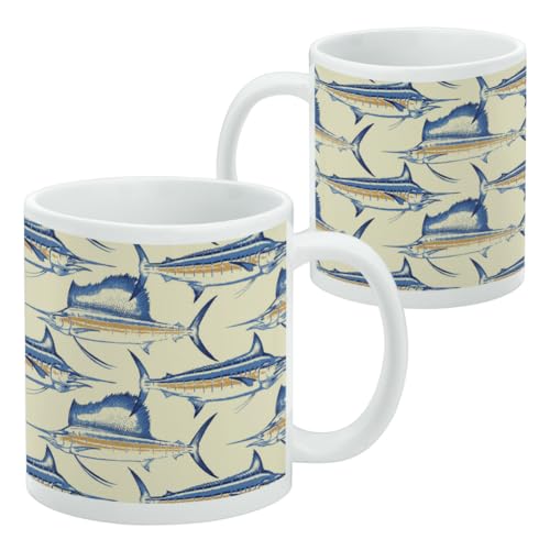Taza de cerámica con diseño Billfish Fishing, 11 oz miniatura 2