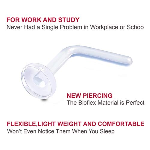 4Pcs 20G Nose Piercing Jewelry Clear Retainer Bioflex, Clear, Size No Size #TOP4