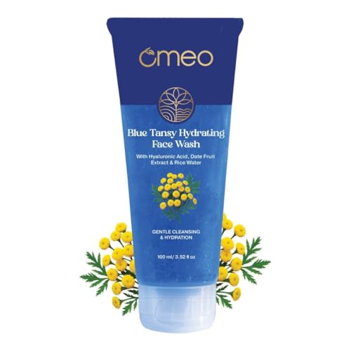 Image of Omeo Blue Tansy Hydrating Face Wash 100ml Glow & Bright Skin with Hyaluronic Acid, Rice Water & Date Fruit | Recommended by Dermatologist, All Type Skin-Woman & Man