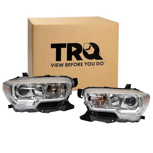 Image of TRQ 2 Piece Headlight Assembly Set Driver & Passenger Side Compatible with Toyota Tacoma 2019-2023 Without Daytime Running Lights without Fog Lights TO2502284 TO2503284 8111004251 8115004251