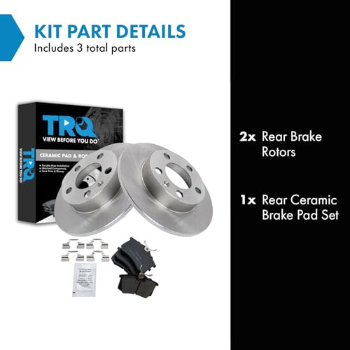 Image of TRQ Rear Brake Pad and Rotor Set Ceramic Solid Rotors