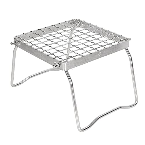 Opvouwbare BBQ Grill Rack, RVS Mini Barbecue Kampvuur Grill Kachel Stand Rack Draagbare Camping Pot Stand Grid Ontwerp met Opbergtas voor Outdoor Picknick