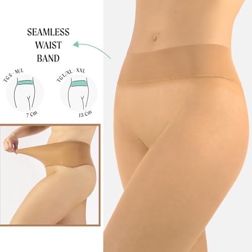 Image of CALZITALY Seamless Sheer Tights, Comfortable Waistband, 15 Denier Pantyhose Multi Colors Made in Italy