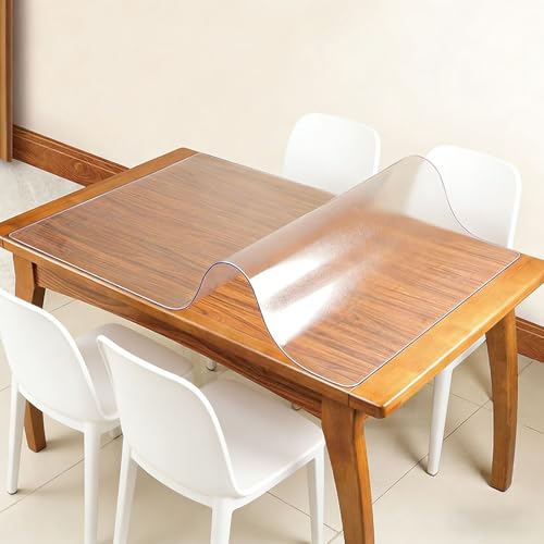 Nappe transparente 115x155 cm PVC de protection table avec coins arrondis