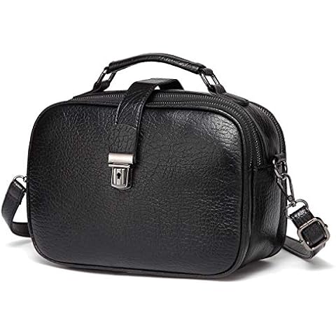 Kasgo Crossbody Bag for Women, Vegan Handbag for Ladies Faux Leather Casual Crossbody Satchel Top Handle Bags Shoulder Bag with Detachable Adjustable Strap Black Cover