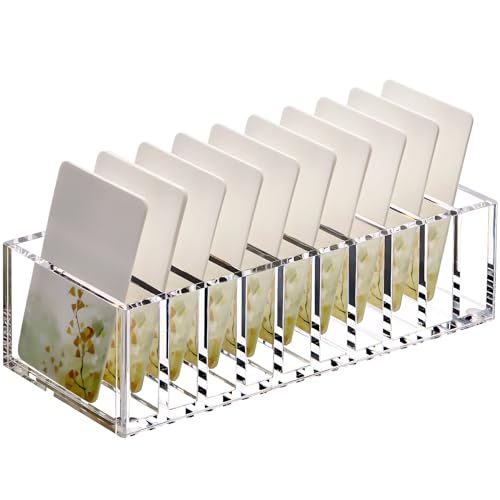 YUXUN Card Storage Box,Clear Acrylic Card Case with 10-grid,Trading Card Storage,Organize 300 Cards,Card Box Fits for MTG,TCG,TGG,PKM and Sport Cards(10 Slots-V)