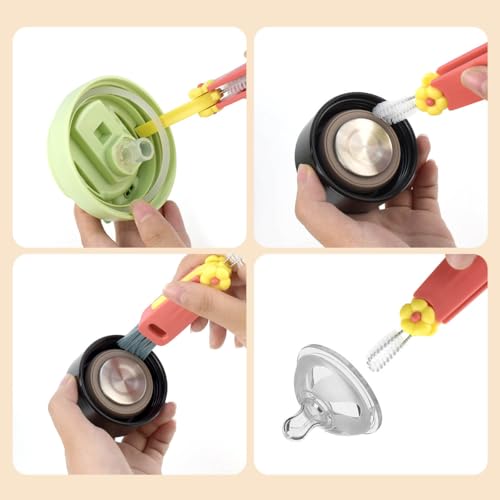 Image of 3 Pcs 3 in 1 Cup Lid Cleaning Brush Crevice Cleaning Brush for Bottle Gap 3 in 1 Cleaning Brushes for Tight Spaces Multifunctional Portable Cup Lid Cleaner Home Kitchen Cleaning Tools (Green Blue Red)