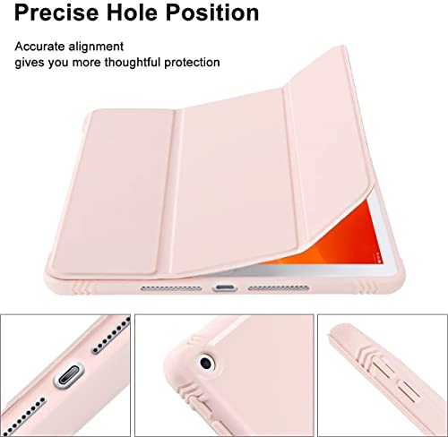 Image of SwooK Case for iPad 9th /8th /7th Generation,iPad 10.2-inch Soft TPU Back Protective Cases [Shock Absorption] Slim Lightweight Trifold Stand Smart Cover, Auto Wake /Sleep (Pink, Ipad 10.2 inch)