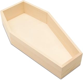 Coffin Tray 12-inch, Blank Wood Coffin Shelves, Halloween Tray for Charcuterie Tray and Coffin Shaped Decor, by Woodpecker