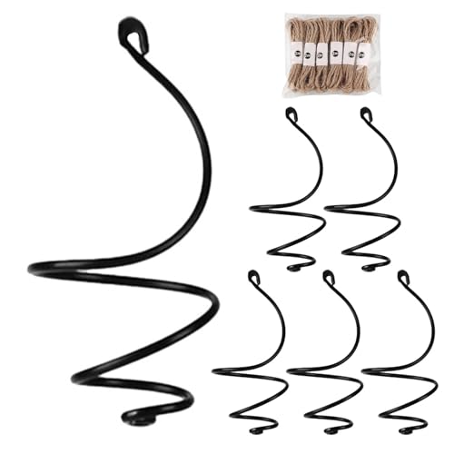 IWOWHERO 6 Impostati Set da 6 Porta Piante Aeree Sospesi in Metallo con Ganci e Corda di Iuta Mini Portavasi da Parete Salvaspazio per Piante da Interno Decorazione Ufficio e Giardino