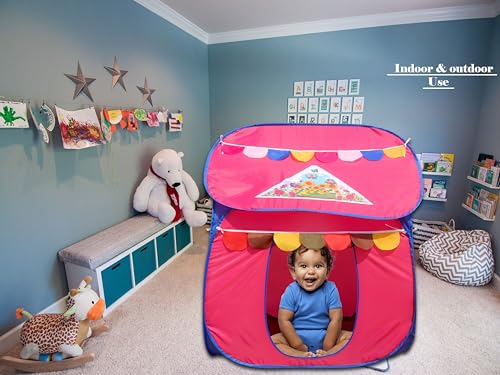 Image of Homecute Foldable Pop Up Hut Type Kids Toys Play Tent House for Boys and Girls (Medium Size Pink)