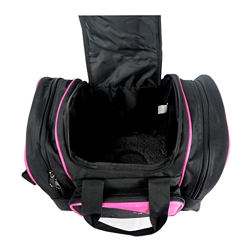 Papazau Bowling Bag For Single Ball - Single Ball Tote Bag With Padded Ball Holder - Fits A Single Pair Of Bowling Shoes Up To Mens Size 14 (Black/Pink) #TOP3